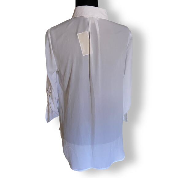 MICHAEL Kors Womens Blouse Size Small White Sheer Quarter Zip NEW - Picture 5 of 11
